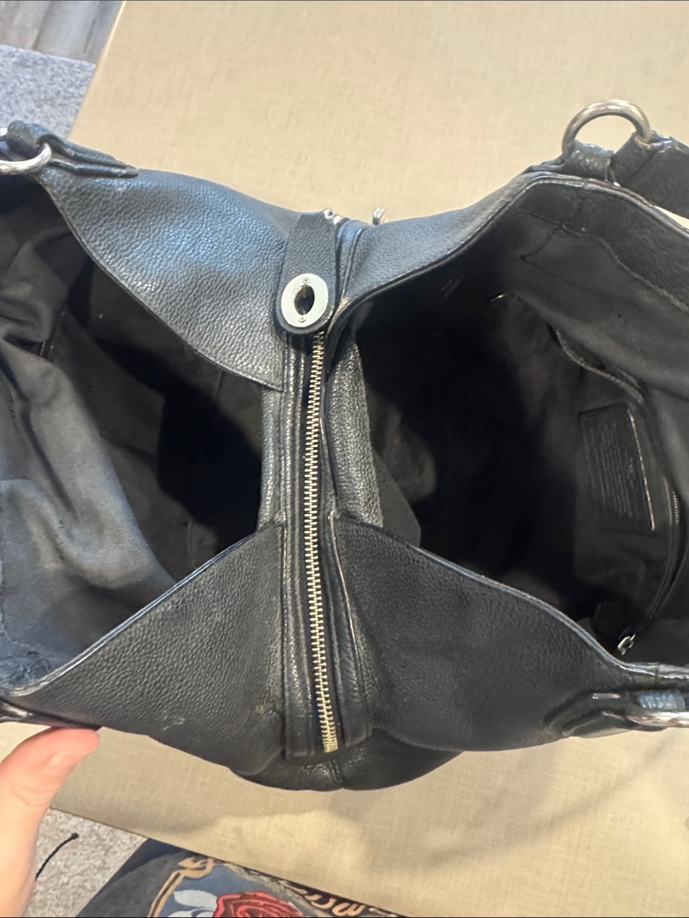 Coach Black Pebbled Leather Hobo Shoulder Bag - Picture 5 of 10